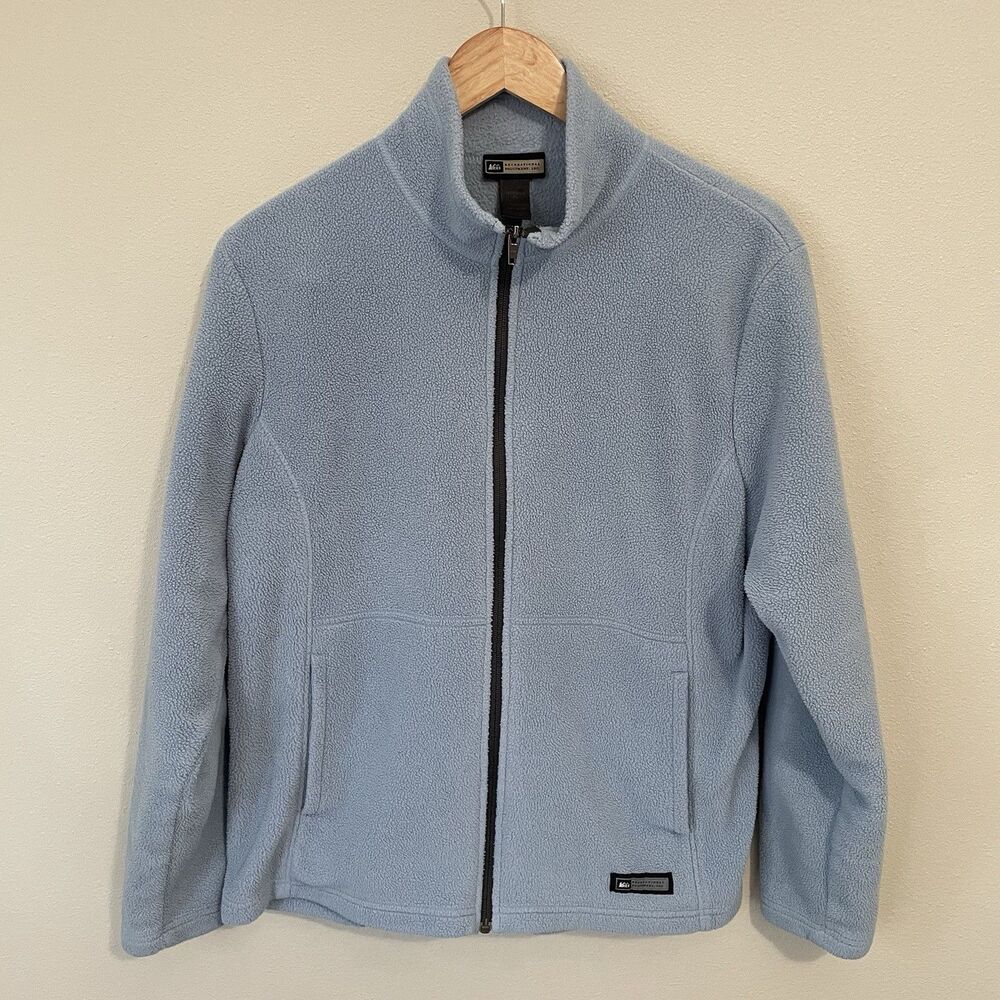Vintage REI Fleece Jacket Light Blue Full Zip Up Womens XL 90s Gorpcore Sweater